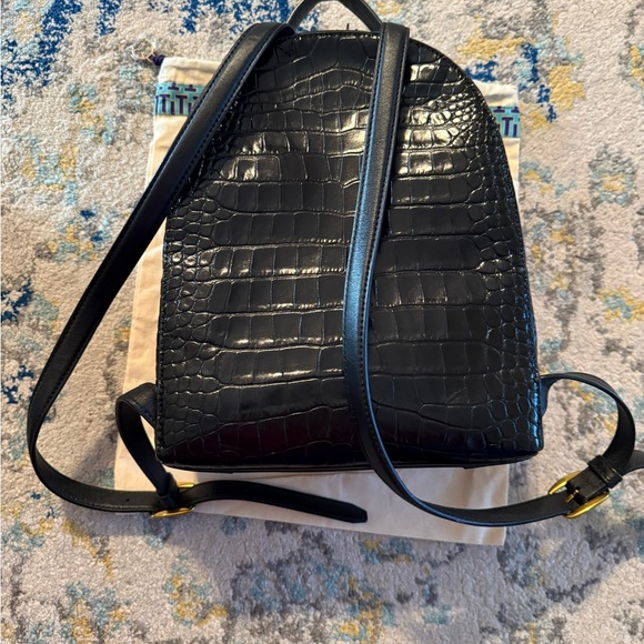 Tory Burch Black Croc-Embossed Backpack - Picture 4 of 7